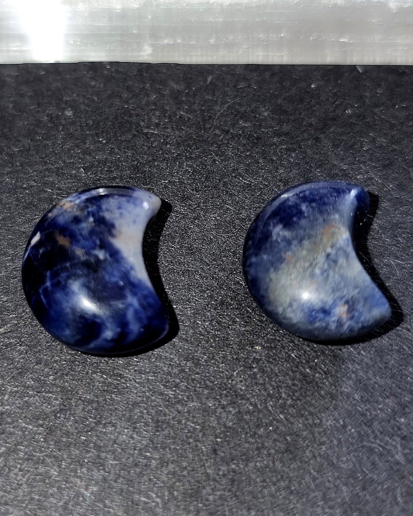 Sodalite Crystal Mini Moon - Carved Stone for Communication, Throat Chakra & Self Expression