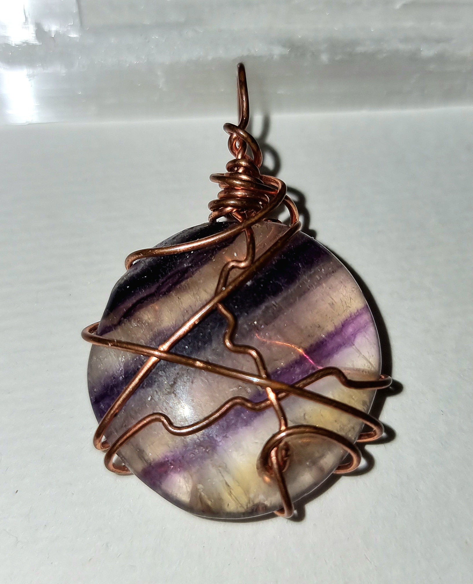 Rainbow Fluorite Wire Wrapped Crystal Pendant