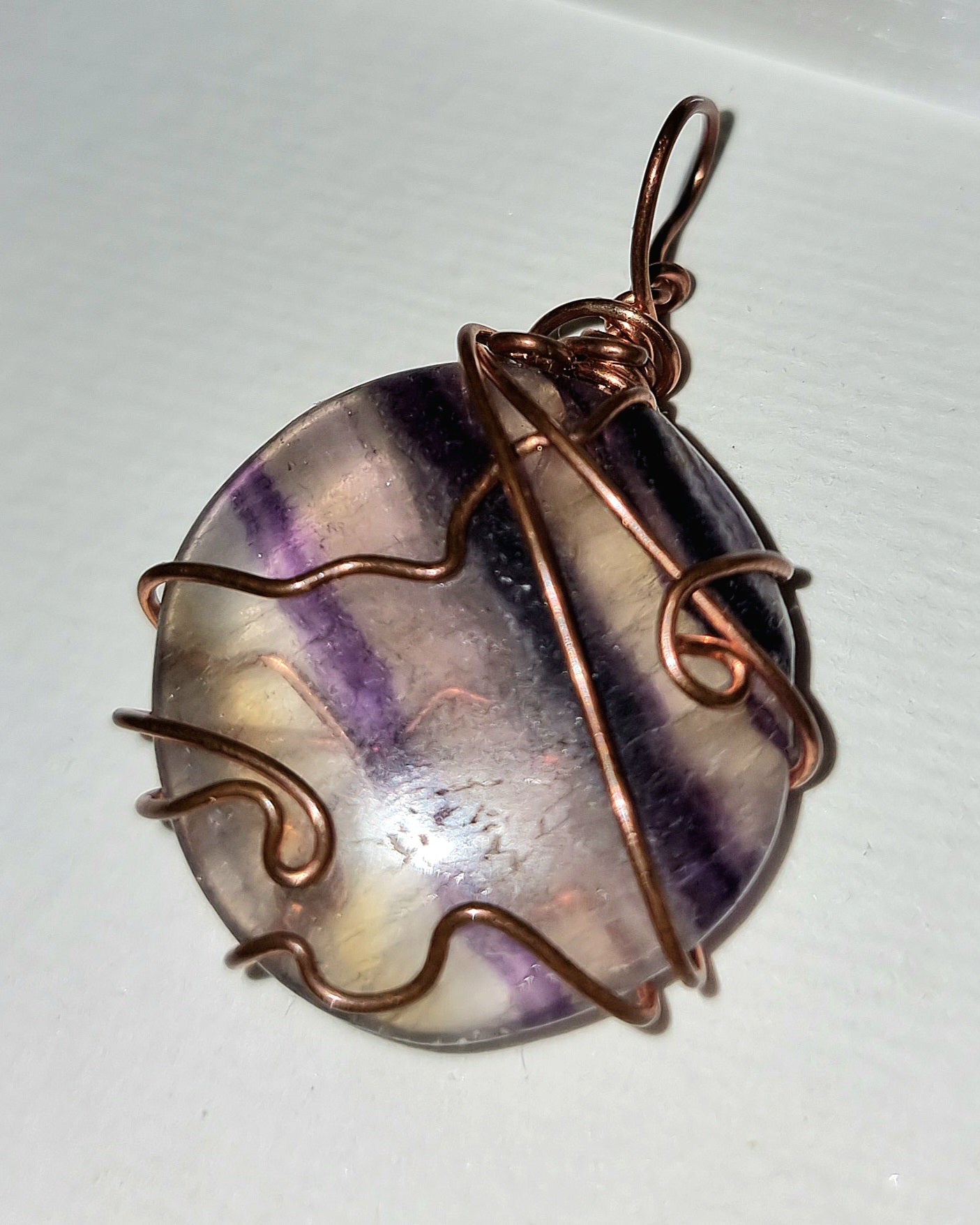 Rainbow Fluorite Wire Wrapped Crystal Pendant