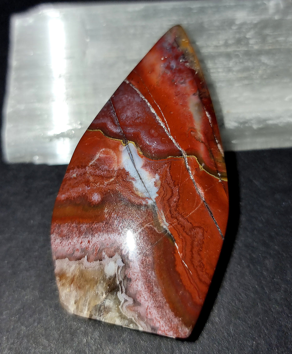 Mexican Lace Agate Crystal Flame - Natural Stone for Courage, Motivation & Personal Power